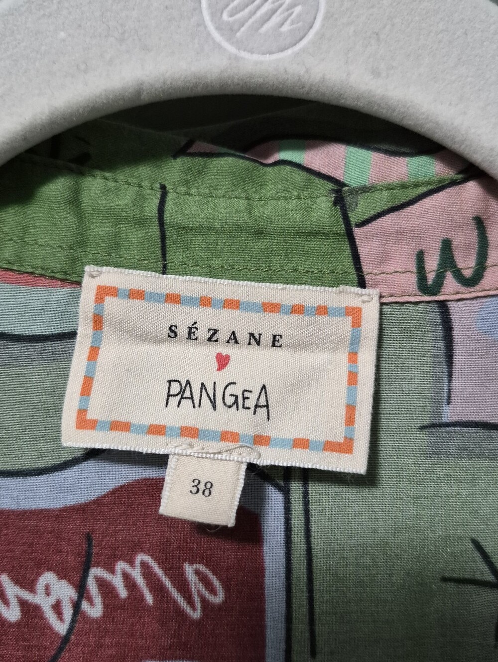 Sezane ×Pangea Pierro Shirt Green Flag Print 38 NWOT - Picture 6 of 8